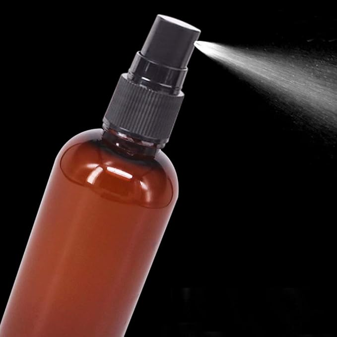 24 Pack 2oz Amber Plastic Spray Bottles For Essential Oils, Perfumes | Fine Mist Spray Bottle for Cosmetics, Alcohol, Mini Travel Bottle, Small Refillable Liquid Containers