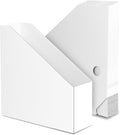 EXYGLO 12 Pack White Magazine File Holder, Cardboard Magazine Rack with Label, Foldable Storage Organizer Box for Book, Documents, 10.2x3.5x10.6 Inches
