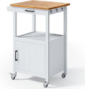 Qsun Rolling Microwave Cart with Storage, White | Microwave cart with wheels, Small Home Coffee Bar, Microwave Stand, Rolling Kitchen Cart with Side Hook