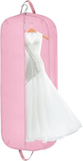Limoomil 60 Inch Heavy Duty Tear Resistance Wedding Dress Bag for Wedding Travel, Waterproof Dress Cover for Closet Wardrobe. Garment Bag for Gowns, Tuxedos, Dress, Long Coats. Pink, 60 Inch.