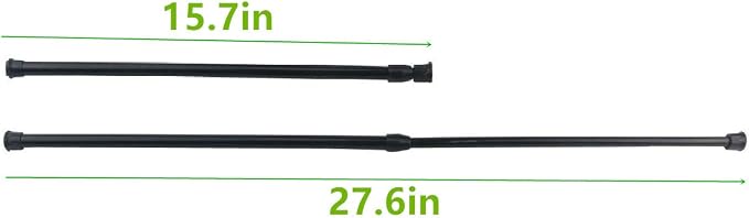 6 Pack Tension Rods, Adjustable Spring Steel Cupboard Bars Tension Curtain Rod Shower Rod Extendable Width 15.7-28 Inches (Black)