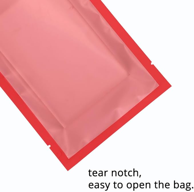 100PCS Customized Vacuum Heat Seal Bag,Open Top Packaging Bag with Clear Front,Single Color Printing for Logo/Text/QR Code (Red, 10 * 15CM/4.0"*6.0"-100PCS-One Color Print)