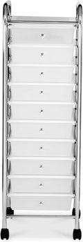 Simply Tidy 10 Drawer Clear Rolling Cart - Mobile Organizer with Removable Drawers, Swivel & Locking Casters, Durable Tubular Frame - 1 Set