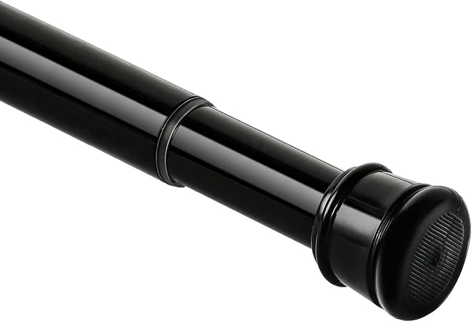 Tension Curtain Rods 27-82 Inch, 1"Diameter | Shower Curtain Rod Spring Long Adjustable for Bathroom Windows Closet No Drilling No Rust, Black