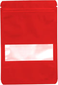 100PCS Foil Pouch Mylar Bags with Clear Window,ULIFESTAR Stand Up Sealable Bags with Tear Notches,Resealable for Food,Party Favors,Gift Packaging and Small Business(10 * 15cm/3.94 * 5.91",Red)