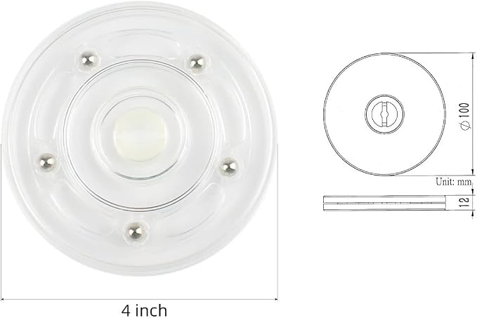 TamBee 4PC 4Inch Acrylic Lazy Susan Turntable Organizer Revolving Display Base White Acrylic for Spice Rack Table Cake Kitchen Pantry Decorating