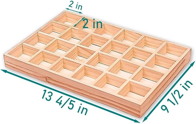 The Display Guys - Stackable Jewelry Tray and Organizer - for Drawers, Dressers, Store Display (24 Compartments, Natural Wood)