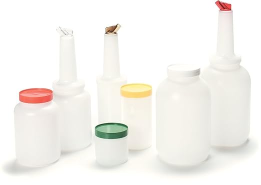 Carlisle FoodService Products Stor N' Pour Complete Gallon Bundler with Bottles, Necks, Spouts, And Caps for Bar, Kitchen, And Restaurant, Plastic, 1 Gallon, Assorted Colors, (Pack of 6)