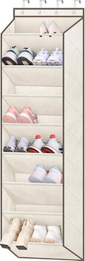SLEEPING LAMB Over The Door Shoe Organizer for Closet with Large Deep Pockets, Narrow Shoe Rack for Door Hanging Boots Storage, Beige