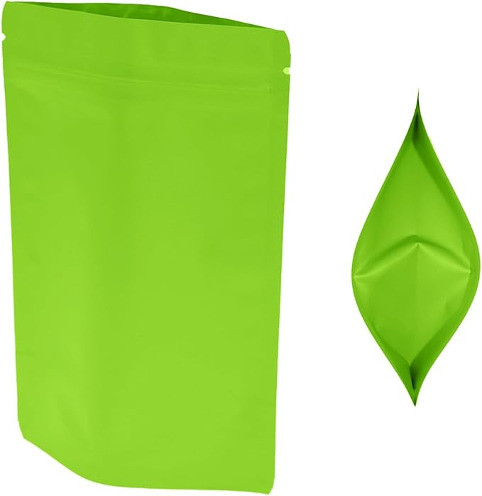 100PCS Smell Proof Resealable Pouch Bags,ULIFESTAR Aluminum Foil Flat Food Storage Bag,Sealable Pcsaging Zipper Pouches with Tear Notches for Pcsaging Lipgloss,Jewelry,etc(10*15cm/3.94*5.91",Green)