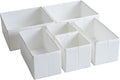 TYEERS Drawer Organizers, Durable Fabric, Washable, with Base Support Boards, Small Storage Boxes for Bathroom, Closet, Dresser, Set of 6, White