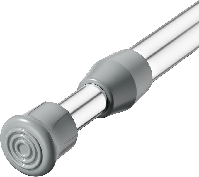 AIZESI Spring Tension Curtain Rod Short Tension Rods (Silver,12" to 19"-1Pcs)