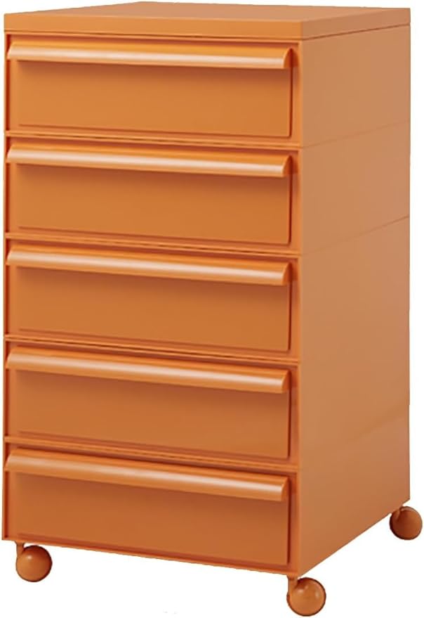 ELEFOCUS 5 Stackable Plastic Storage Bins, rotatable Storage cabinets and Drawers, Bedside Storage Units(Size:42x42x78cm(17x17x31inch),Color:Orange)