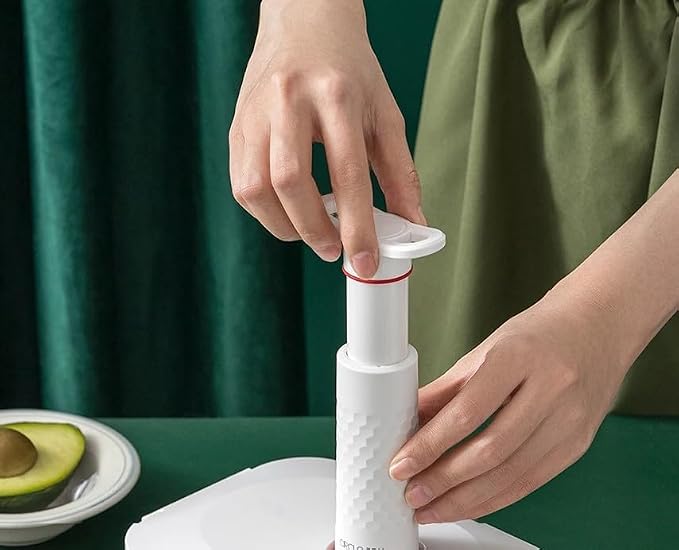 PrepSealer Food-Saving Glass Vacuum Container with manual hand pump. Everyday keep food fresh, Meal Prep, Marinade, Borosilicate Glass (PS-GVC-1L-Wh).