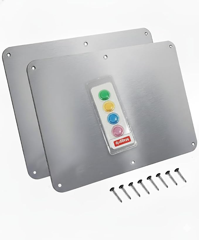 17.5inchX11.5inch Large Stainless Steel Plate for Magnets, 3M Adhesive Back, Mounting Screws, Ideal for Magnetic Shelf, Spice Holders, Colorful Magnets as a Gift. Mount Anywhere! (Silver, 2 Pack)