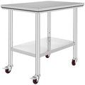 Vevor Mophorn Stainless Steel Work Table 36x24 Inch with 4 Wheels, Casters Heavy Duty Food Prep Worktable for Commercial Kitchen Restaurant, Silver | with 4 Wheels, for Commercial Kitchen Restaurant, Silver