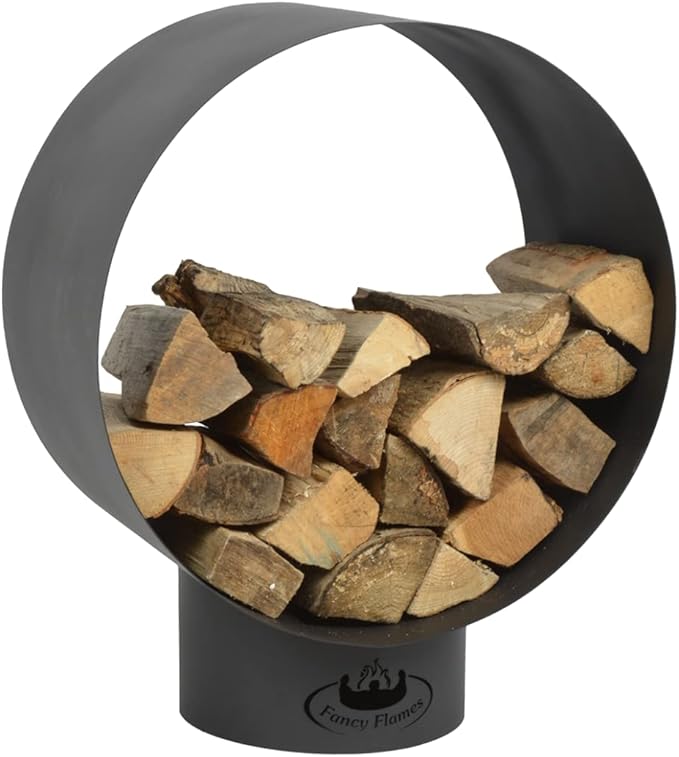 Esschert Design Modern Round Wood Storage, Steel