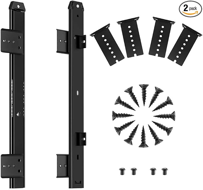 FRMSAET Heavy Duty 12/14/16/18 inches Thickness Steel Construction Ball Bearing Keyboard Slides Keyboard Drawer Slides Tray Accessories Cabinet Furniture Hardware Rails (14 inches, Black)