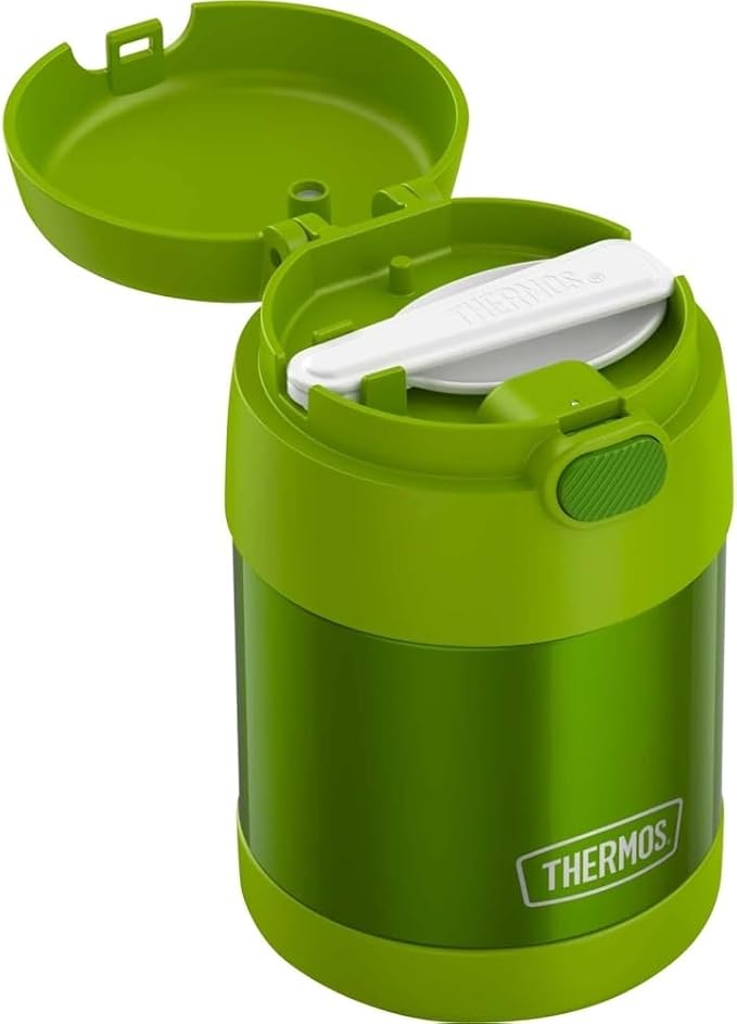 THERMOS FUNTAINER Insulated Food Jar, 10 Ounce, Kid Friendly Food Jar with Foldable Spoon, Lime