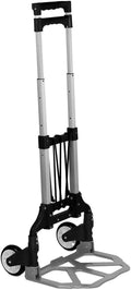 Mount-It! Folding Hand Truck and Personal Dolly, Foldable Aluminum Trolley Cart, 165 Lb Capacity Heavy Duty Dolly with Wheels of Rubber for Moving, Comfortable Telescoping Handle for Indoor Outdoor