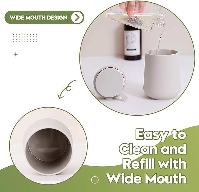 YAUKPH Matte Beige Liquid Hand Soap Dispenser Plastic 11 oz - Modern Minimalist Style for Bathroom & Kitchen Countertop Refillable