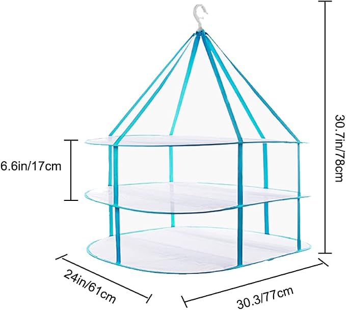Fashion & Lifestyle Large Size Sweater Hanging Dryer, 3 Tier Folding Drying Rack, Lay Flat to Dry Mesh Clothes Hanger for Delicates and Swimsuit
