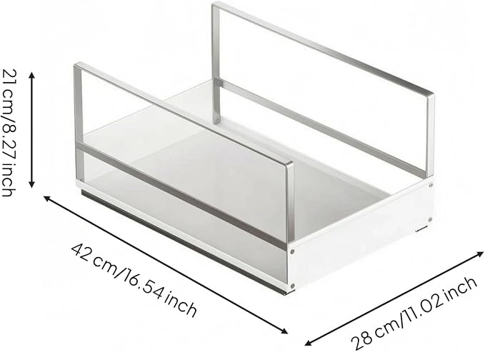 Pull out Cabinet Organizer No-Installation Cabinet Drawer Basket Heavy Duty, Large White Pull-out Basket