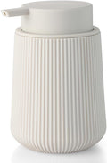 YAUKPH Striped Liquid Hand Soap Dispenser with Leak-Proof Pump for Bathroom and Kitchen Countertop 11oz Beige