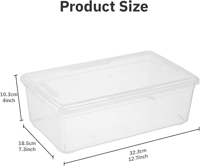 novelinks 12 Pack 6 Quart Clear Plastic Storage Bins with Lids, Shoe Boxes | Shoe Bins, Shoe Containers, Clear Shoe Storage Boxes, Shoe Boxes Clear Plastic Stackable, Craft Organizers and Storage