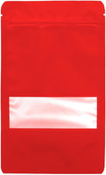 100PCS Foil Pouch Mylar Bags with Clear Window,ULIFESTAR Stand Up Sealable Bags with Tear Notches,Resealable for Food,Party Favors,Gift Packaging and Small Business(12 * 20cm/4.72 * 7.87",Red)