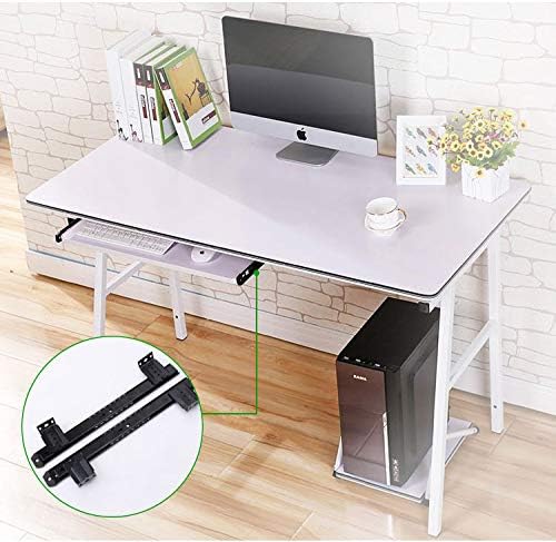 1-Pair 14 inch / 350mm Keyboard Slide Super Smooth Mute Ball Bearing Pull Out Tray Adjustable Hanging Bracket Suspension Track Guide Rail Fold Telescopic Drawer Runners Black