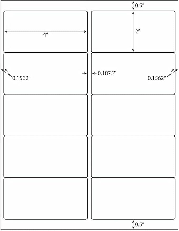 10up 50 Sheets Sticker Labels Compatible Laser/Ink Jet Shipping Labels, 2" X 4" Labels for Shipping/Mailing (500 Labels)