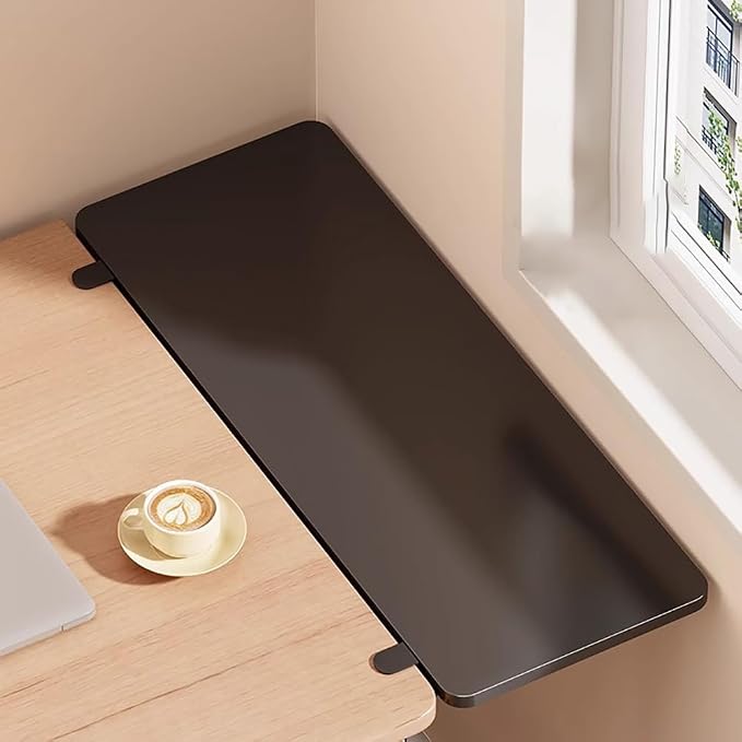 Desk Extender Tray, Punch-Free Clamp on 90° Foldable Keyboard Drawer Tray, Table Mount Armrest Shelf, Computer Elbow Arm Support (Black, 19.7"*9.8"*0.5"/50cm*25cm*1.2cm)