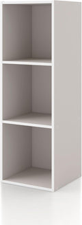 Homes: Inside + Out Apexa 3-Cube Storage Organizer Shelves, Stackable Wood Bookcase Fits Cubby Bins for Organization, Dorm Teen Room Decor & Home Office, Taupe Grey