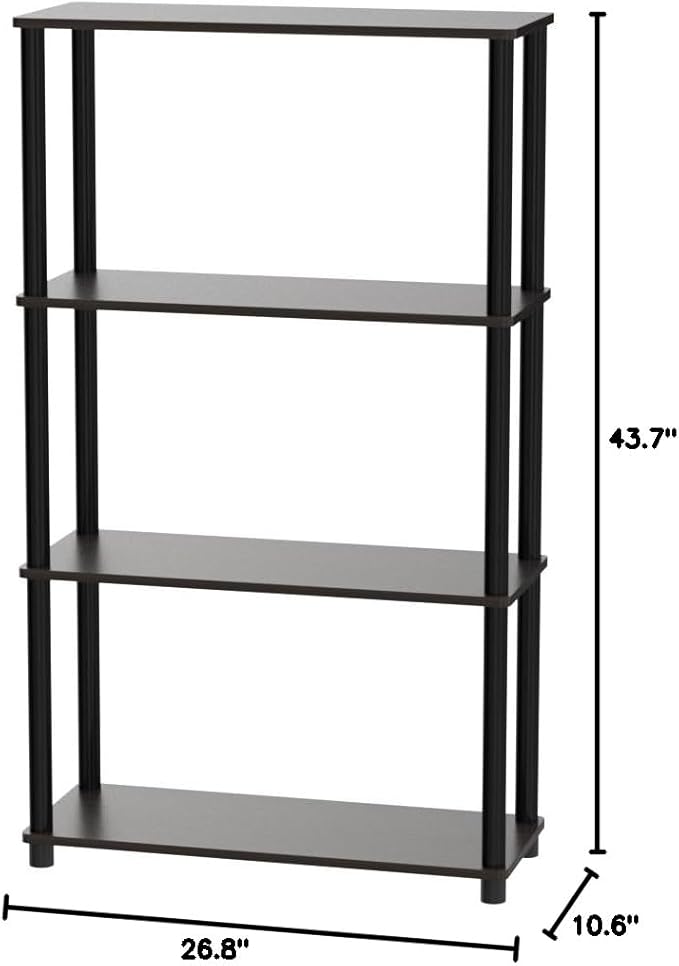 Yamazen NSR-4W (DBR4/BK) Rack, Slim, A4 Compatible, Easy Assembly, 4 Tiers, Wide, Width 26.8 x Depth 10.6 x Height 43.7 inches (68 x 27 x 111 cm), Dark Brown, Living Alone