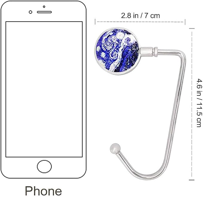 AUHOKY 6Pcs Portable Purse Hook Handbag Hanger for Table, Fashionable Long Handbag Bag Holder Under Counter, Christmas Stocking Holders Mantel Hooks for Women Girls Bags Storage(6 Vintage Patterns)