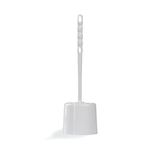 Sparta 16-Inch Durable Toilet Brush with Storage Holder, Bowl Brush with Caddy with Sturdy Polypropylene Bristles for Effective Cleaning, White Plastic Handle for Secure Grip, White (Pack of 24)