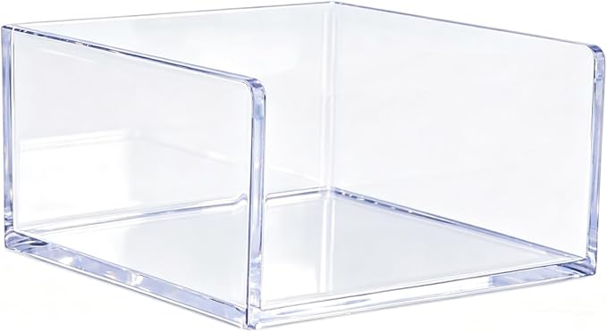 NatSumeBasics Clear Acrylic Sticky Note Holder Dispenser, Fits 3" x 3" Memo Cube, Aesthetic Desk Organizer for Office Supplies