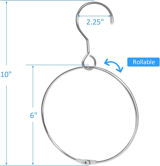 2 Pack Belt Organizer for Closet, Closet Hanger Organizer, Chrome Ring Hanger for Belts Ties Scarves and Accessory Storage