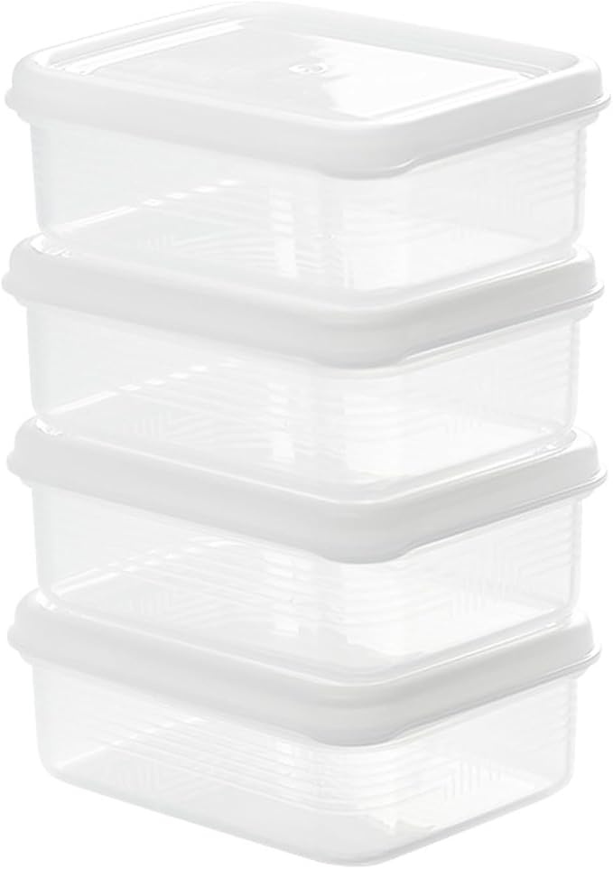 Fruit Storage Containers for Fridge, Bacon Container for Refrigerator, 4PCS Frozen Meat Box Good Sealing Food Grade Refrigerator Storage Container Food Preservation Organizer Box