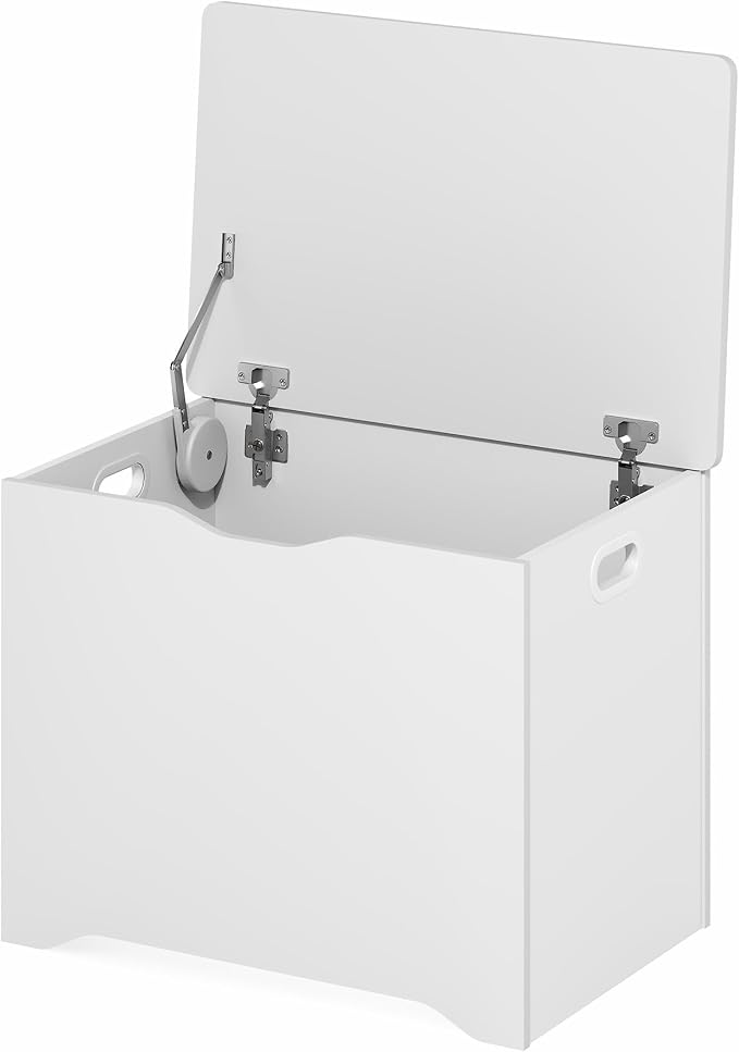 Furinno Basic Storage Chest, Storage Bench with Safety Hinged Soft Closed Lid, Storage Box, 15.6 x 23.6 x 18, for Living Room, Bedroom, Entryway, White