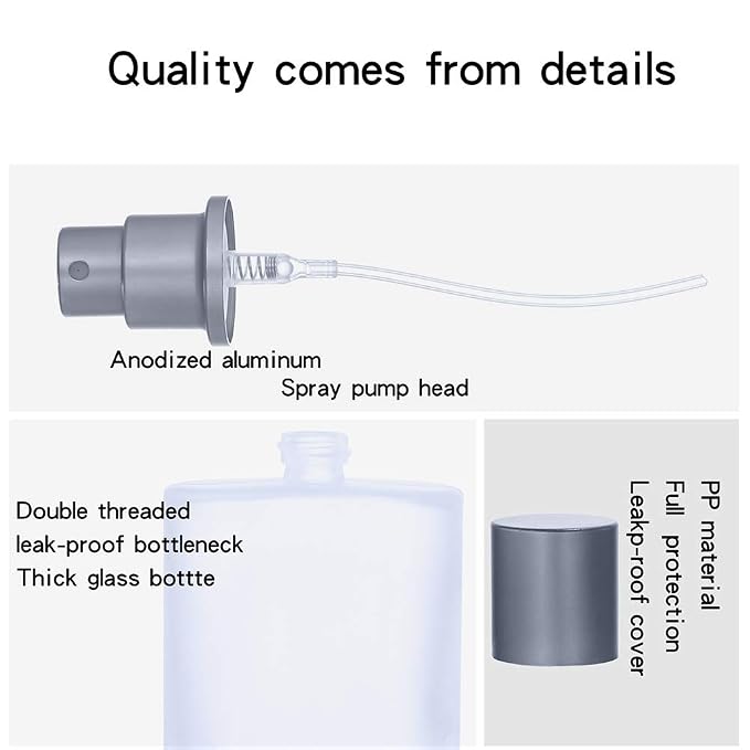 2 Pack 50ml/1.69 Oz Empty Frosted Glass Spray Bottles Perfume Atomizer, Refillable Fine Mist Spray Empty Perfume Bottles with 4 kinds of perfume dispenser (2 Pack 50ml/1.69 Oz Frosted Bottles)