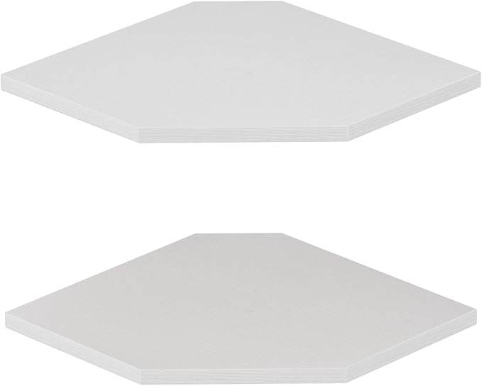 JJL Corner Shelf, 12 Inch Corner Shelf Wall Mounted with Wire Hole, 2 Tier 13.3 Inch Deep Wooden Corner Hanging Shelves for Wall Storage, for Speaker, Cable Box, White
