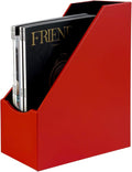 UnionBasic Magazine File Holder, Leatherette Desktop Document Organizer, Home Office Paper Holder File Storage Literature Sorter, Red
