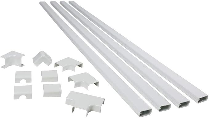 Legrand Wiremold C310 Cordmate III 10 Foot 11 Piece Cord Cover Kit, Organizer for Wall, Holds Up to 5 Cords or Cables, 45"L x 1.5"W, White (1 Pack) | Cord Hider, On Wall, Self Adhesive, Hide up to 5 Cords, Cut to Size, Customizable, Cable Concealer, Pa...