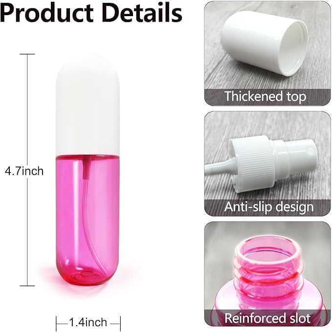 3PCS Spritzer Bottles, 1.9oz Mini Spray Bottle, Spray Water Bottle for Hair and Travel Containers for Toiletries, Travel Spray Bottles Tsa Approved, Mister Bottle for Hair Spray, Toners & Face
