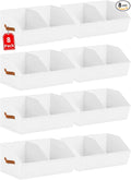 Homsorout Closet Organizers and Storage Bins - 8 Pack Collapsible Divided Trapezoidal Cube Storage Bins Baskets with Orange Handle for Organizing Clothes Blankets, Toys, Books, Towels(White)