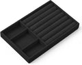 Jewelry Box Insert Organizer for Drawer, Stackable Trays Velvet Jewelry Drawer Inserts, Ring Earring Stud Necklace Holder Display Storage Case(Black, 8.3 x 4.9in)