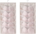 Bseash Enlarged Closet Hanging Bra Organizer with Rotating Metal Hanger, Dual Sided Wall Shelf Wardrobe Mesh Pockets Hanging Storage Bag for Bra Socks Underwear Underpants