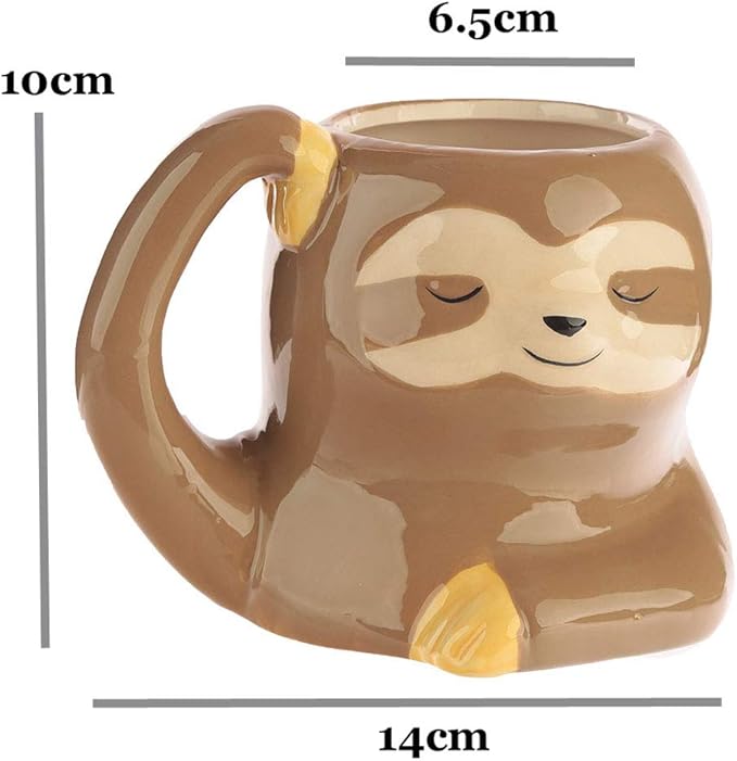 3.9 Inch Ceramic Sloth Shaped Cup Pen Holder Pencil Holder/Sloth Toothbrush Holder Cup Brush Holder Cute Desk Accessories Multipurpose Pot Sloth Gifts Ideal Gifts for Women, Mom or Birthdays